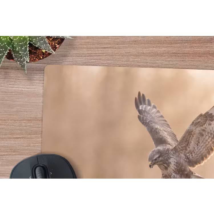 Buizerd - Roofvogel - Natuur - Bruin muismat rubber klein -closeup