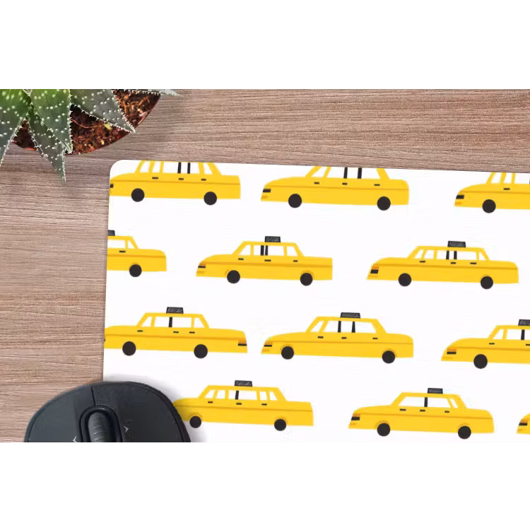 Taxi - Iconisch - Geel muismat rubber klein 262 -closeup