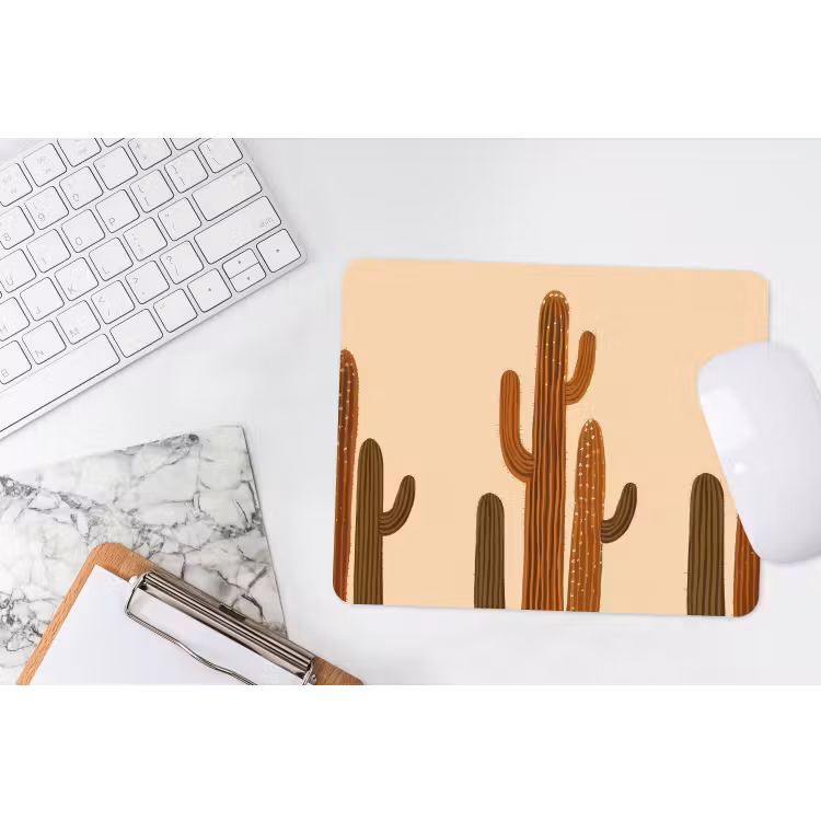 Cactus - Woestijn - Zand - Bruin muismat rubber klein -witbureau