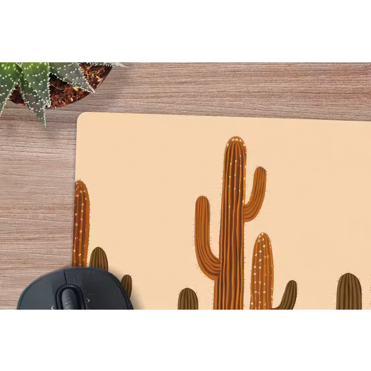 Cactus - Woestijn - Zand - Bruin muismat rubber klein -closeup