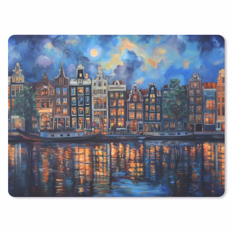 Grachten Amsterdam - Huizen - Stad - Kleurrijk muismat rubber klein -3d