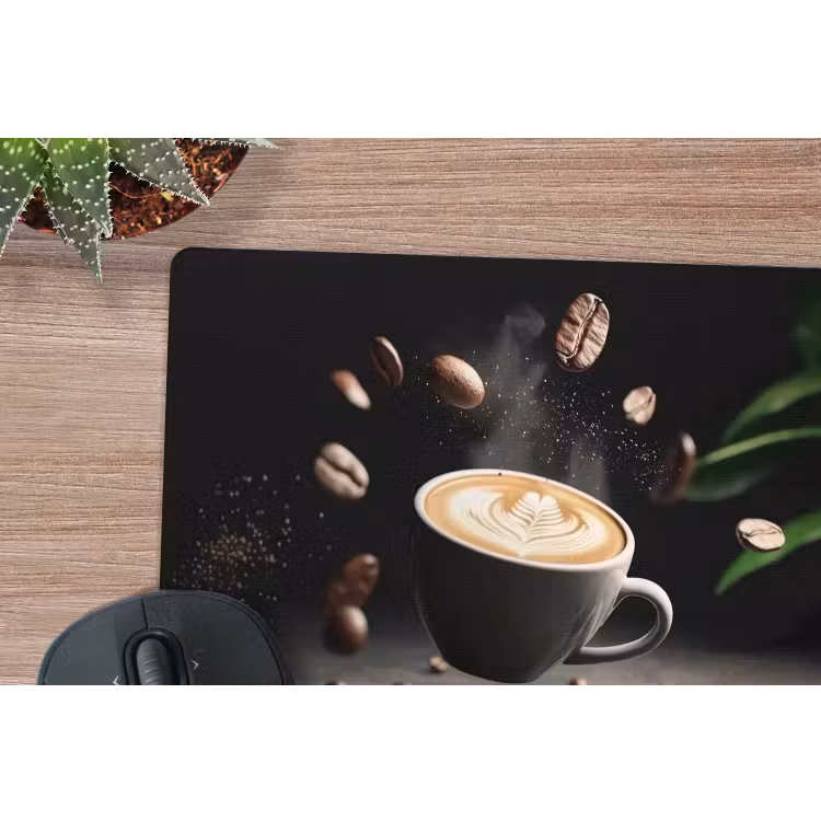 Cappuccino - Kop - Bonen - Bruin muismat rubber klein -closeup