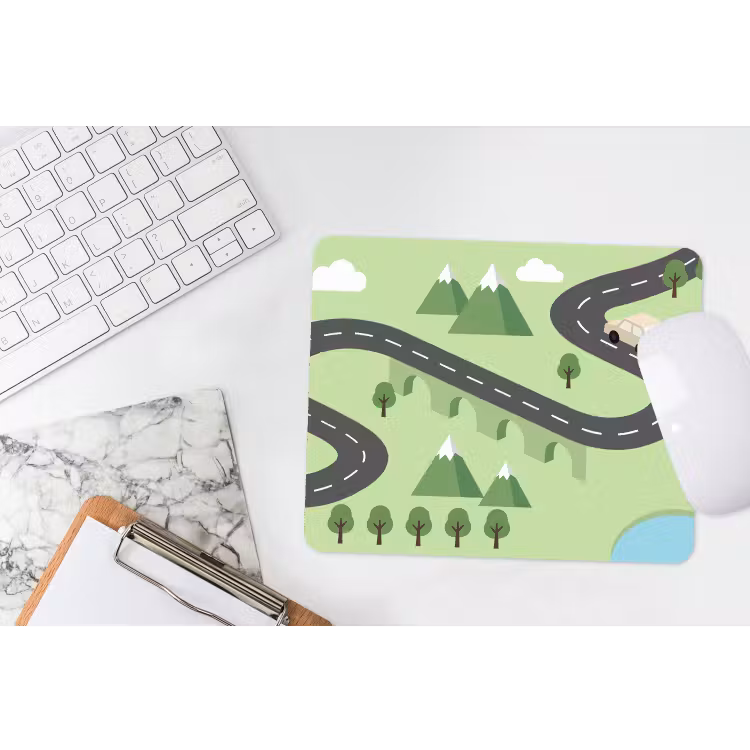 Auto - Bergweg - Natuur - Illustratie muismat rubber klein -witbureau