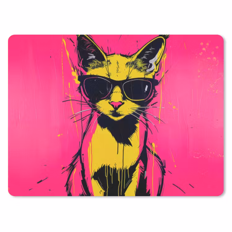 Kat - Art - Zonnebril - Roze muismat rubber klein -3d