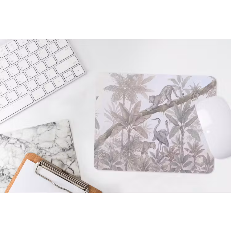 Kat - Vogel - Jungle - Illustratie - Dieren muismat rubber klein -witbureau