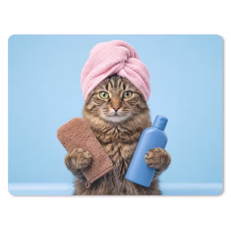 Kat - Handdoek - Washand - Zeep muismat rubber klein -3d