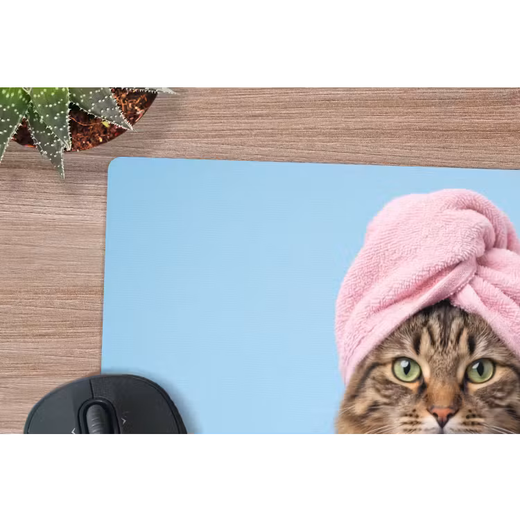 Kat - Handdoek - Washand - Zeep muismat rubber klein -closeup