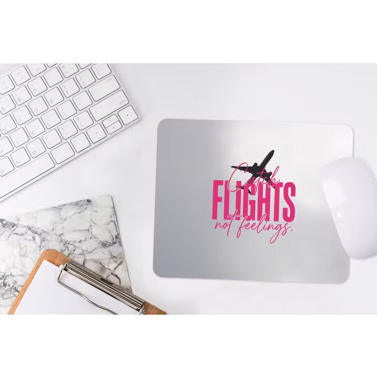 Catch flights not feelings - Vliegtuig - Roze muismat rubber klein -witbureau