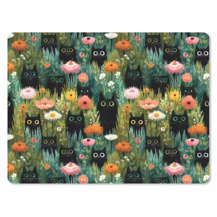 Katten - Bloemen - Kleurrijk muismat rubber klein 262 -3d