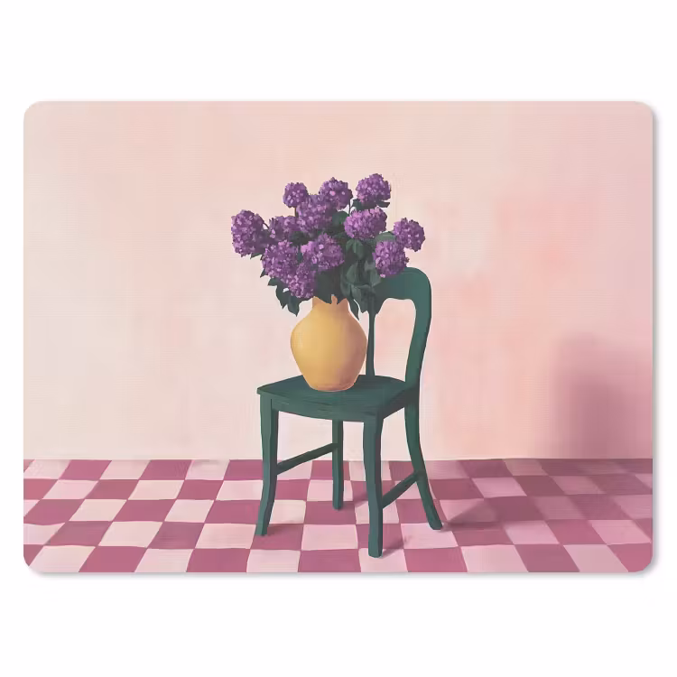 Stoel - Vaas - Bloemen - Geblokt muismat rubber klein -3d