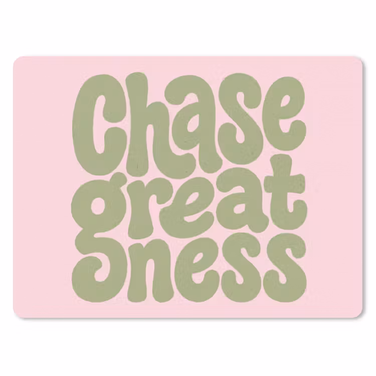 Chase greatness - Groen - Roze - Retro muismat rubber klein -3d