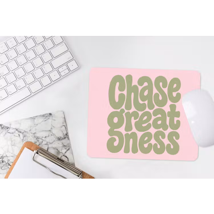 Chase greatness - Groen - Roze - Retro muismat rubber klein -witbureau