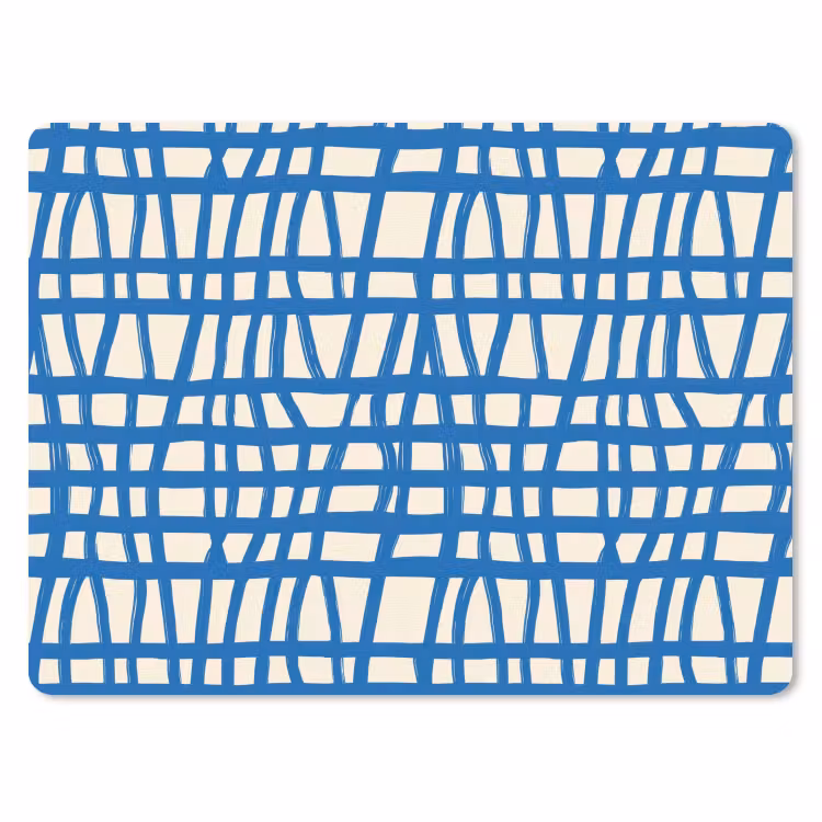 Ruitpatroon - Blauw - Crème muismat rubber klein 262 -3d