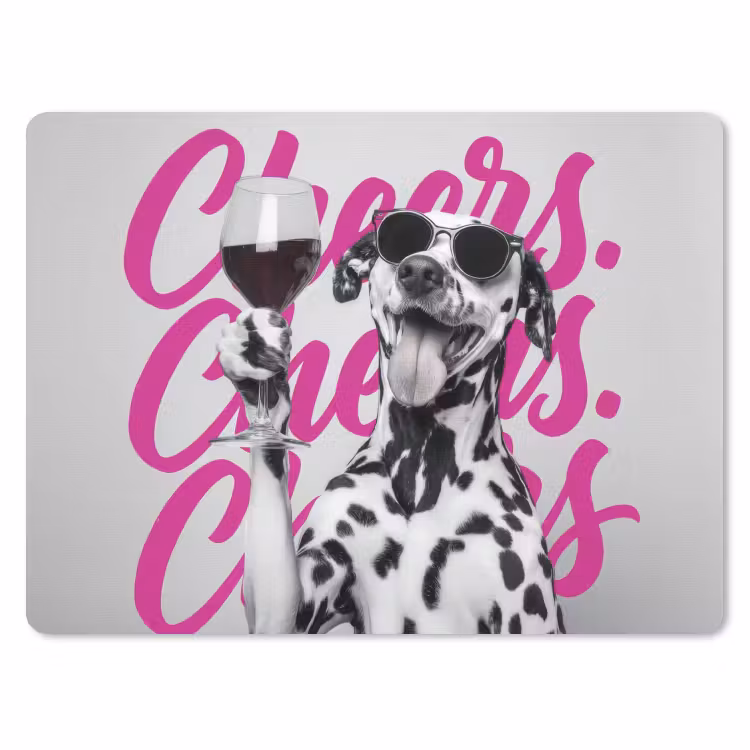 Cheers - Hond - Roze - Wijn muismat rubber klein -3d