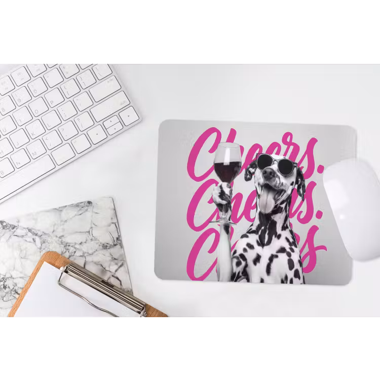 Cheers - Hond - Roze - Wijn muismat rubber klein -witbureau