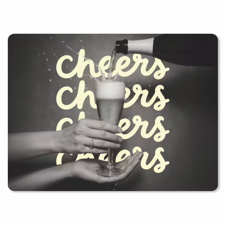 Cheers - Wijn - Zwart - Wit muismat rubber klein -3d