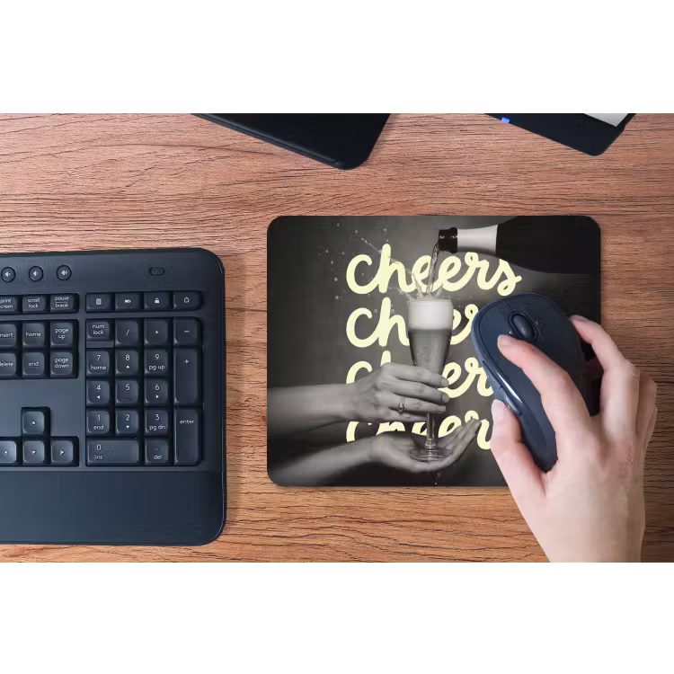 Cheers - Wijn - Zwart - Wit muismat rubber klein -toetsenbord