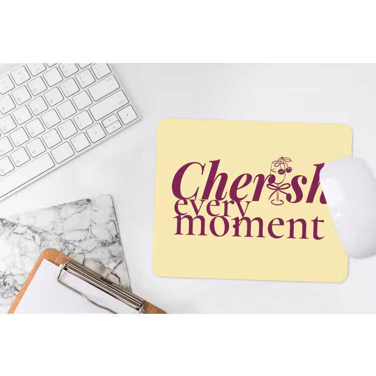 Cherish every moment - Cocktailglas - Geel muismat rubber klein -witbureau