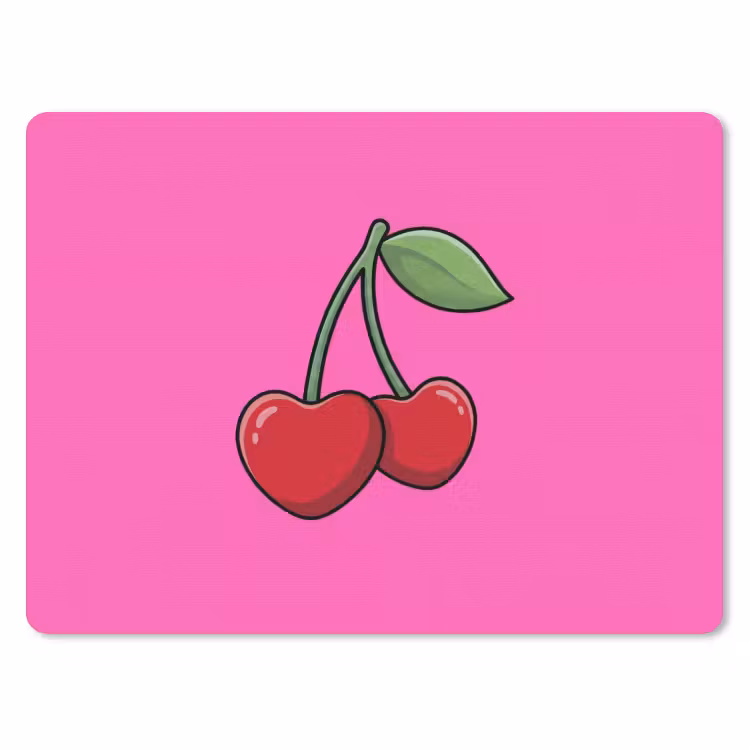 Kers - Roze - Fruit muismat rubber klein -3d