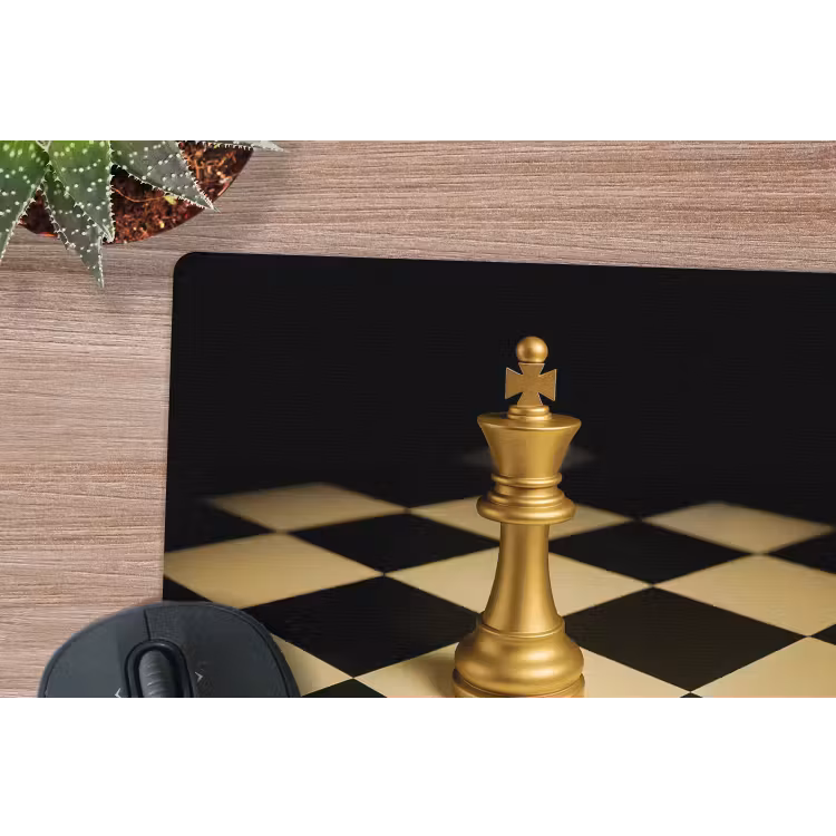 Schaakstuk - Koning - Schaakbord - Geblokt muismat rubber klein -closeup