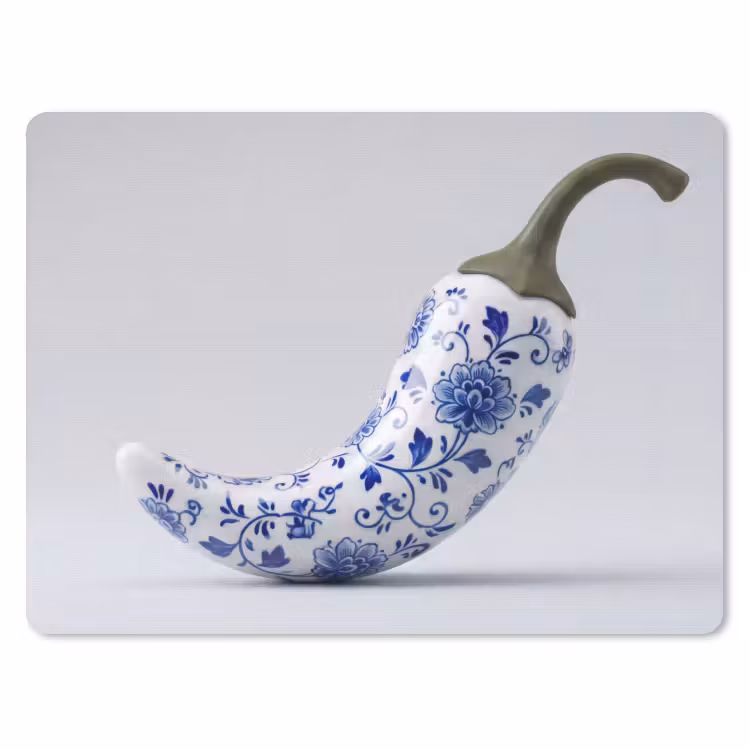 Chilipeper - Keramiek - Blauw muismat rubber klein -3d