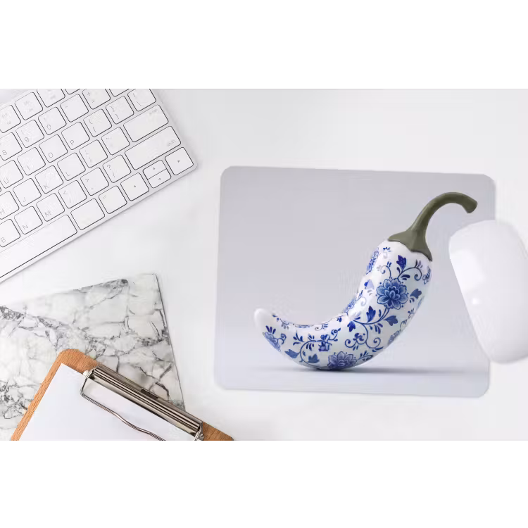 Chilipeper - Keramiek - Blauw muismat rubber klein -witbureau