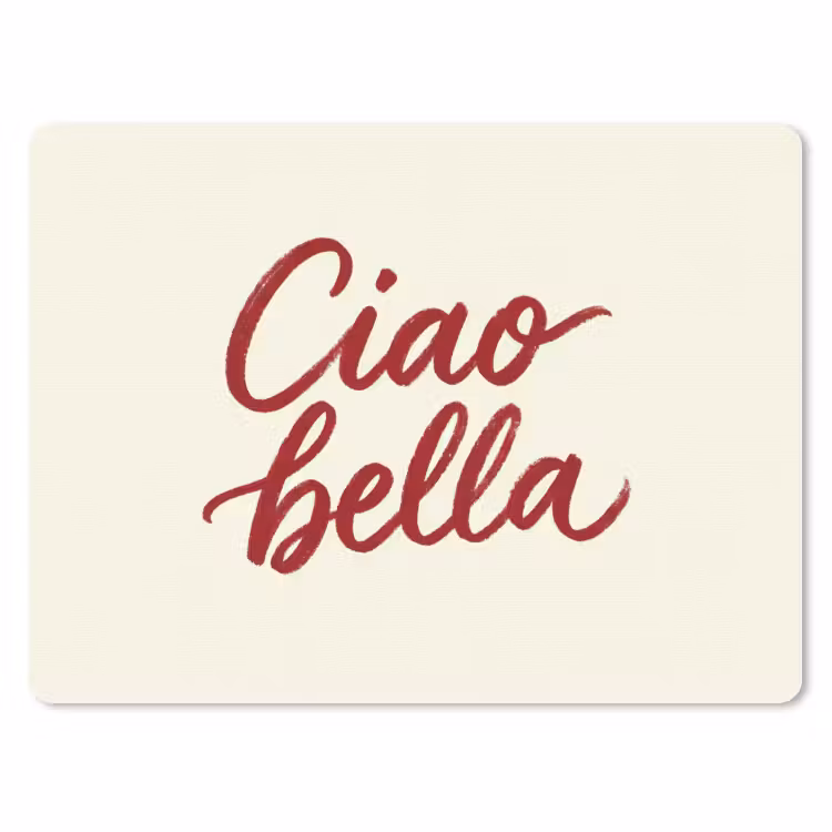Ciao bella - Rood - Wit - Minimalistisch muismat rubber klein -3d