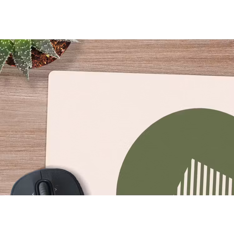 Cirkel - Strepen - Geometrisch - Abstract - Groen muismat rubber klein -closeup