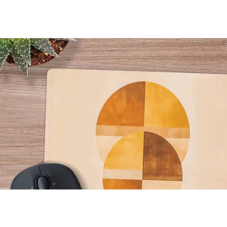 Cirkels - Geel - Minimalistisch muismat rubber klein -closeup