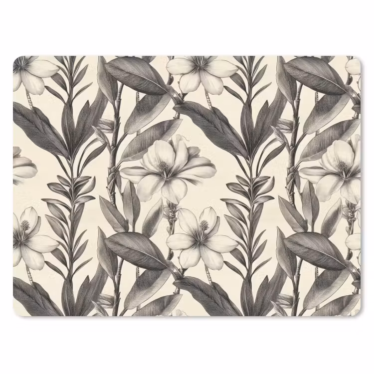 Klassiek - Botanisch - Zwart - Beige muismat rubber klein 262 -3d