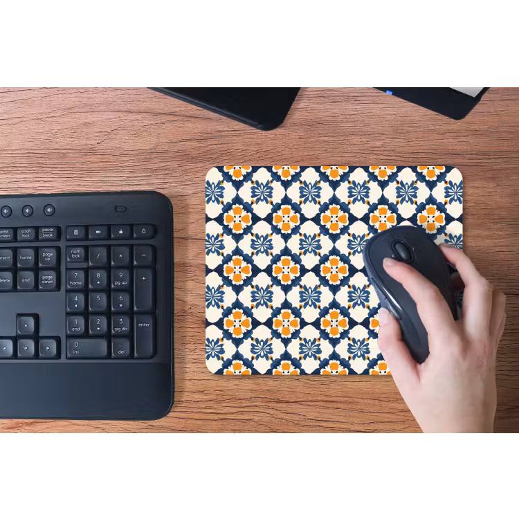 Klassiek - Geometrisch - Blauw muismat rubber klein 262 -toetsenbord