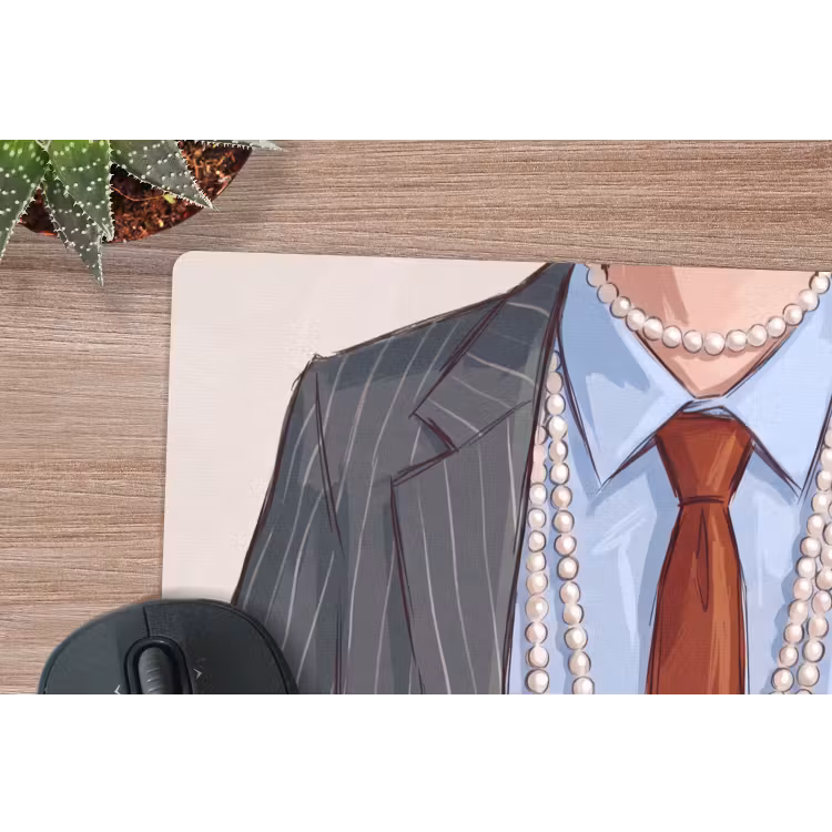 Kleding - Strik - Parels - Klassiek - Mode muismat rubber klein -closeup