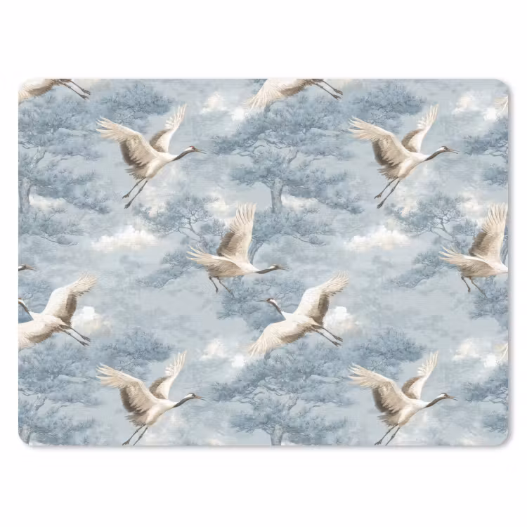 Wolken - Kraanvogels - Blauw muismat rubber klein 262 -3d
