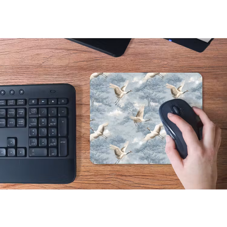 Wolken - Kraanvogels - Blauw muismat rubber klein 262 -toetsenbord