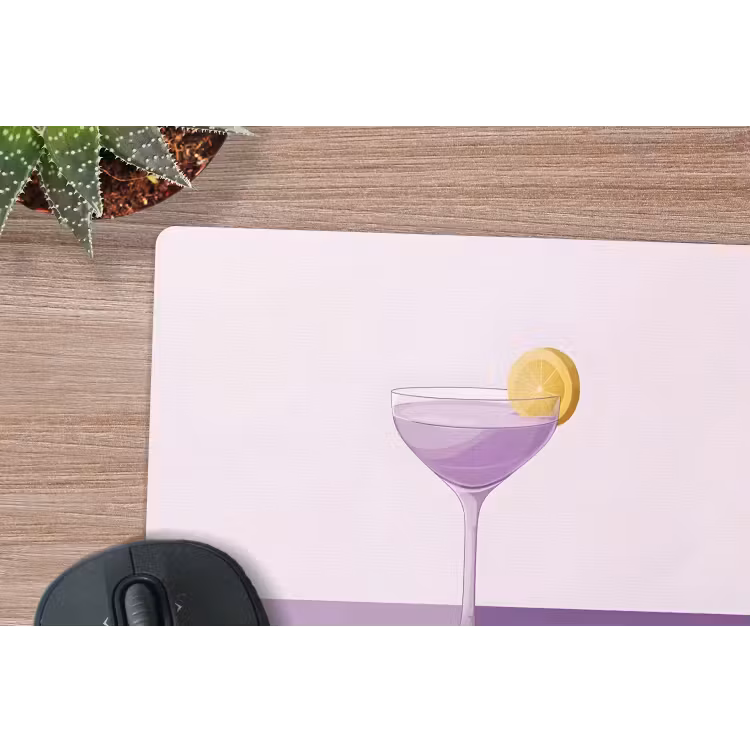 Cocktail - Paars - Minimalistisch - Citroen muismat rubber klein -closeup