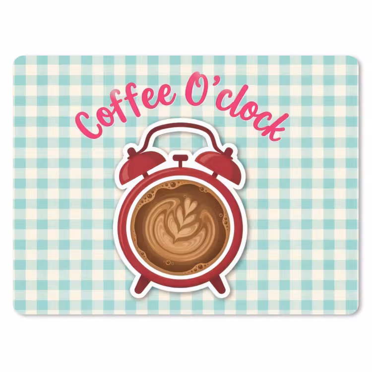 Koffie - Klok - Groen muismat rubber klein -3d