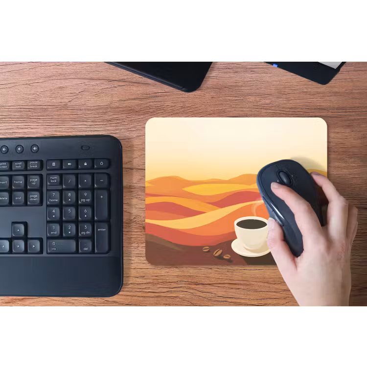 Koffie - Landschap - Oranje - Koffiebonen muismat rubber klein -toetsenbord