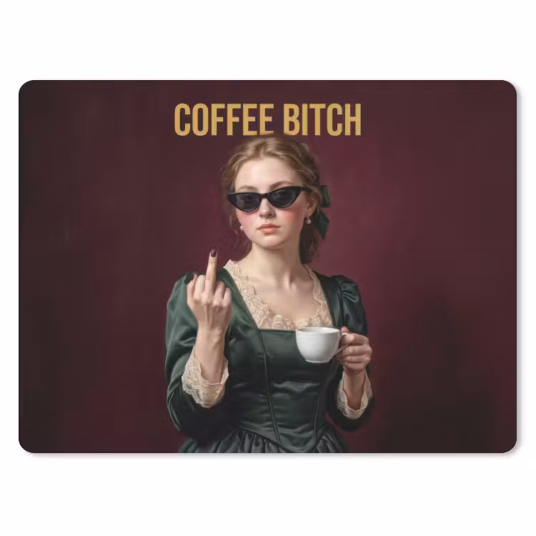 Koffie - Vrouw - Middelvinger muismat rubber klein -3d