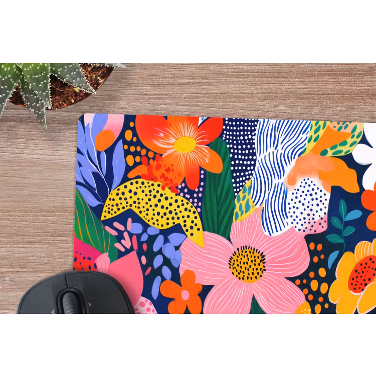 Kleurrijk - Bloemen - Abstract - Stippen muismat rubber klein -closeup