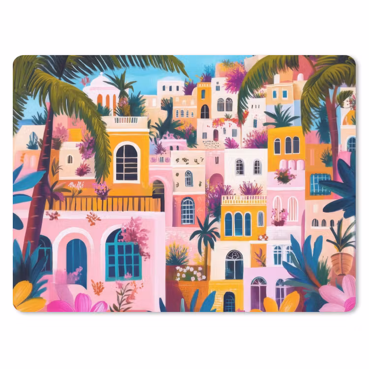 Kleurrijk - Roze - Oranje - Geel - Bloemen muismat rubber klein -3d
