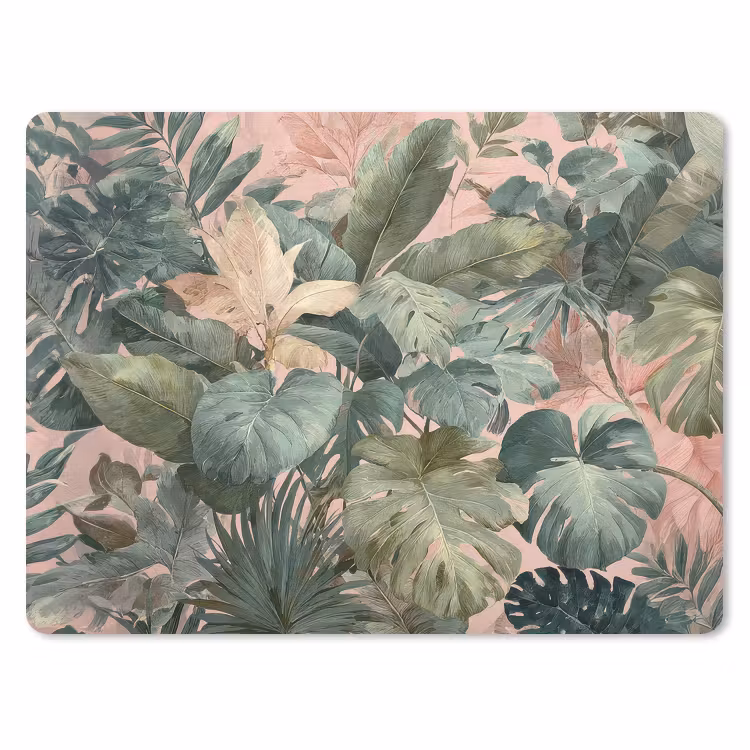 Compositie van bladeren - Groen - Roze muismat rubber klein -3d