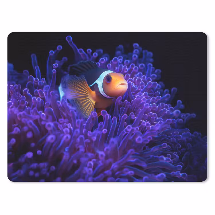 Koraal - Vis - Oranje - Zee muismat rubber klein -3d