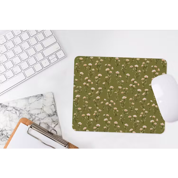 Landelijk - Bloemen - Groen muismat rubber klein 262 -witbureau