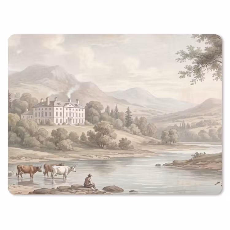 Landhuis - Rivier - Vee muismat rubber klein -3d