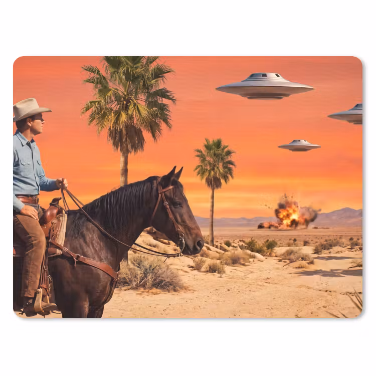 Mouse Pad - Cowboy - Horse - Desert - Cowboy - Paard - Woestijn muismat rubber klein