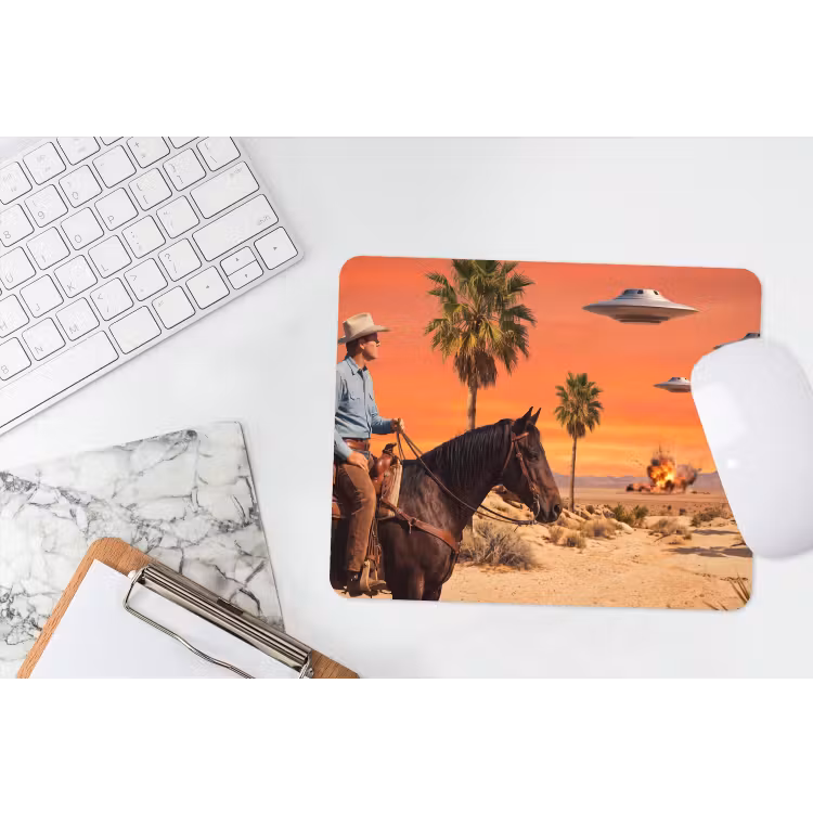 Mouse Pad - Cowboy - Horse - Desert - Cowboy - Paard - Woestijn muismat rubber klein