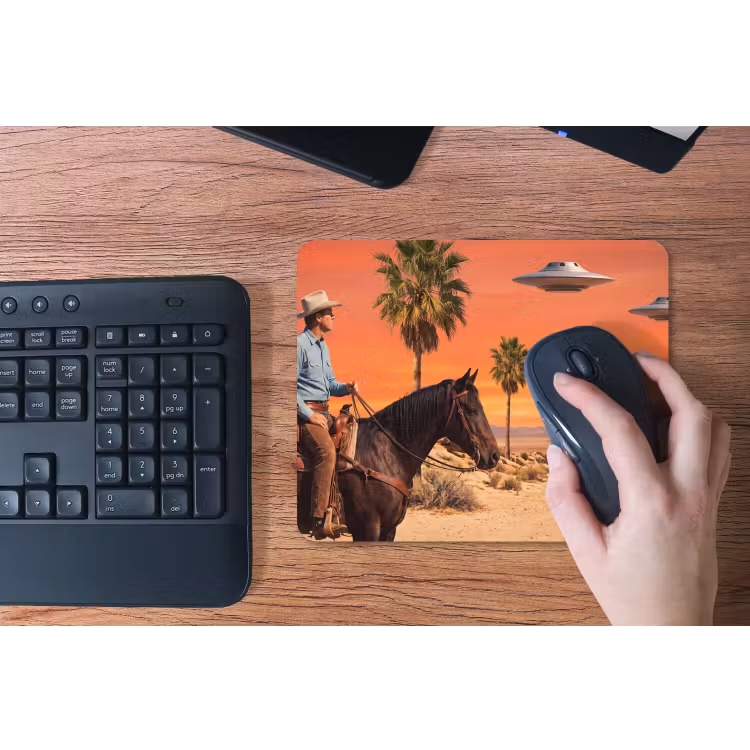 Mouse Pad - Cowboy - Horse - Desert - Cowboy - Paard - Woestijn muismat rubber klein