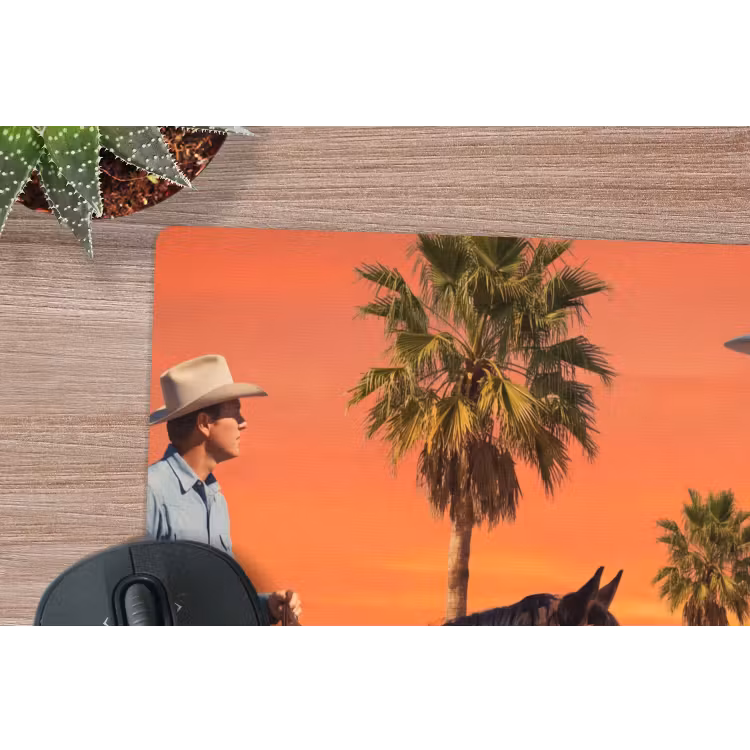 Mouse Pad - Cowboy - Horse - Desert - Cowboy - Paard - Woestijn muismat rubber klein