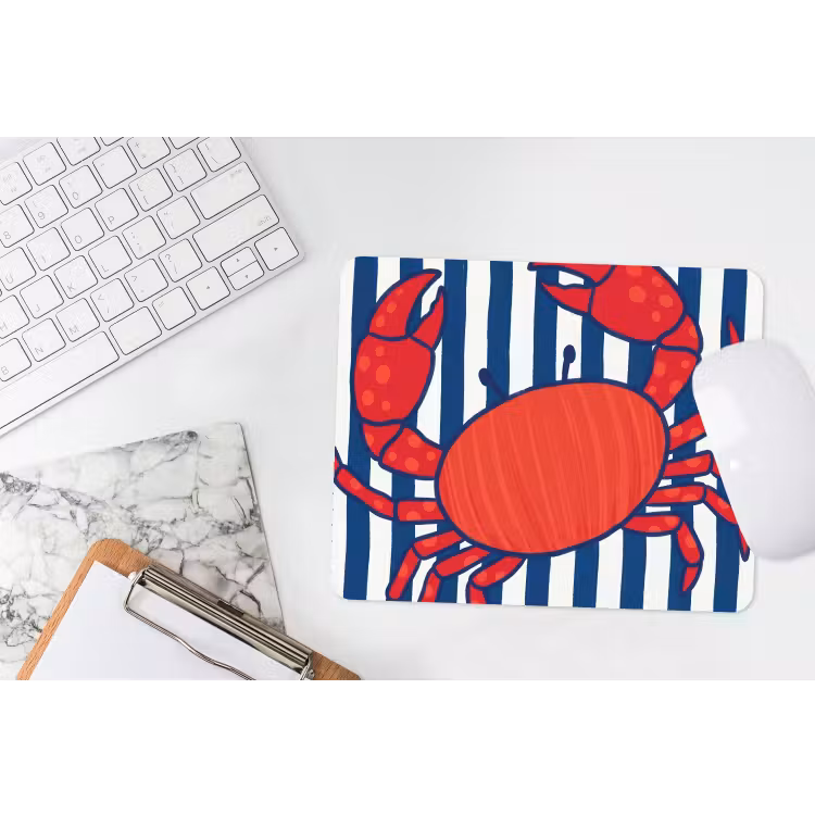 Krab - Strepen - Zeeleven - Illustratie - Rood muismat rubber klein -witbureau
