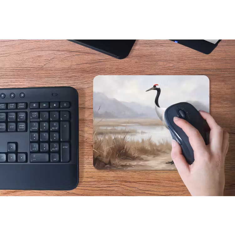 Kraanvogel - Natuur - Realistisch muismat rubber klein -toetsenbord